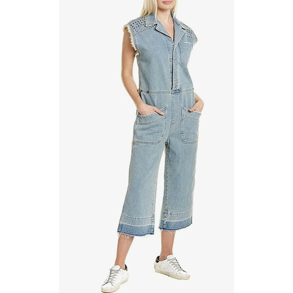 New ONE TEASPOON COURTNEY CAMP OVERALLS Jumpsuit Denim Ocean Blue XS